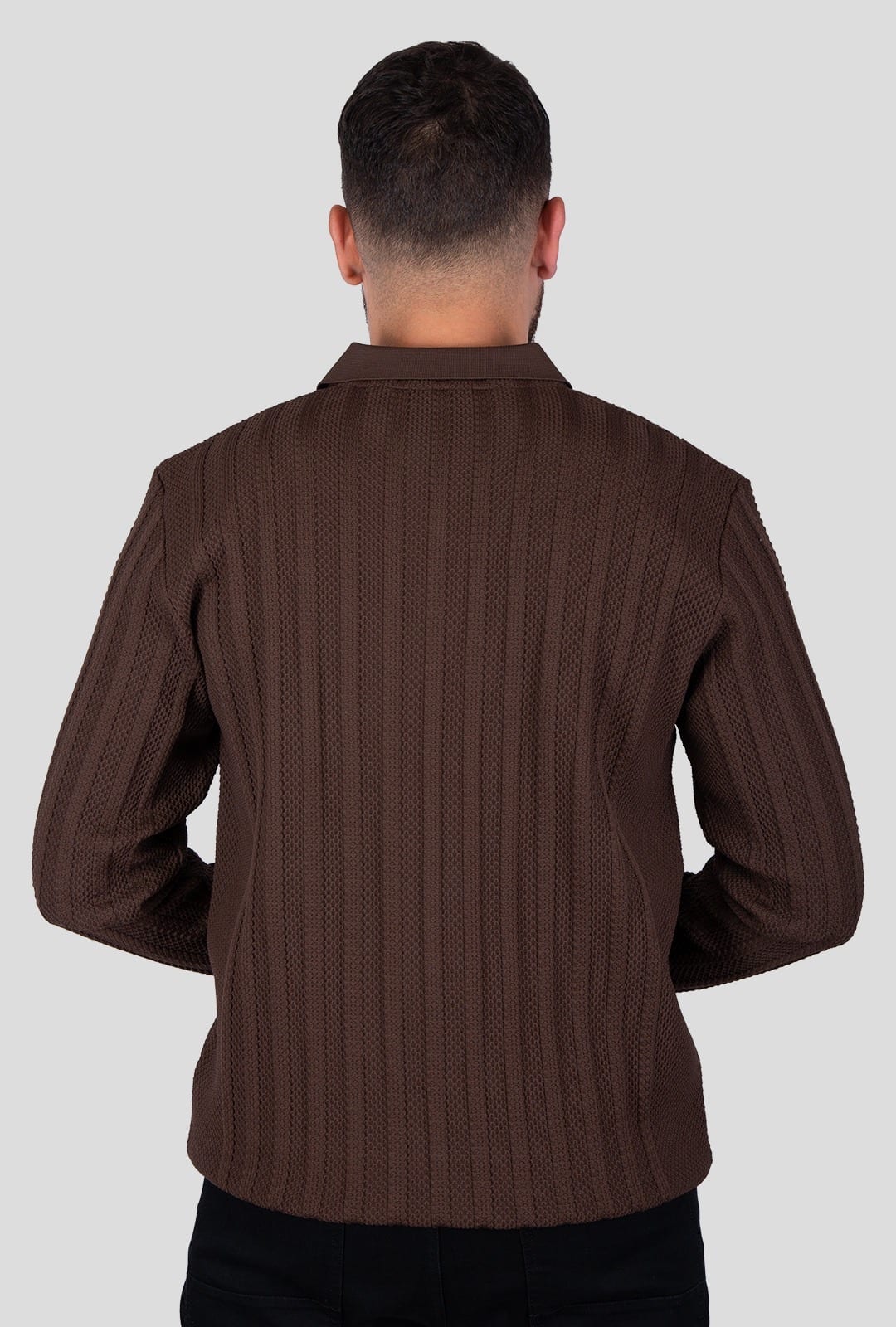 Felsenkind Herren Strick-Poloshirt mit Reißverschluss – Dünnes Feinstrick-Oberteil Sweatshirt