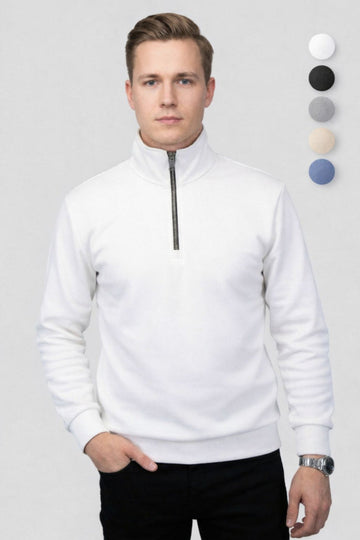 Felsenkind Herren Quarter-Zip Pullover – Langarm Sweatshirt mit Reißverschluss