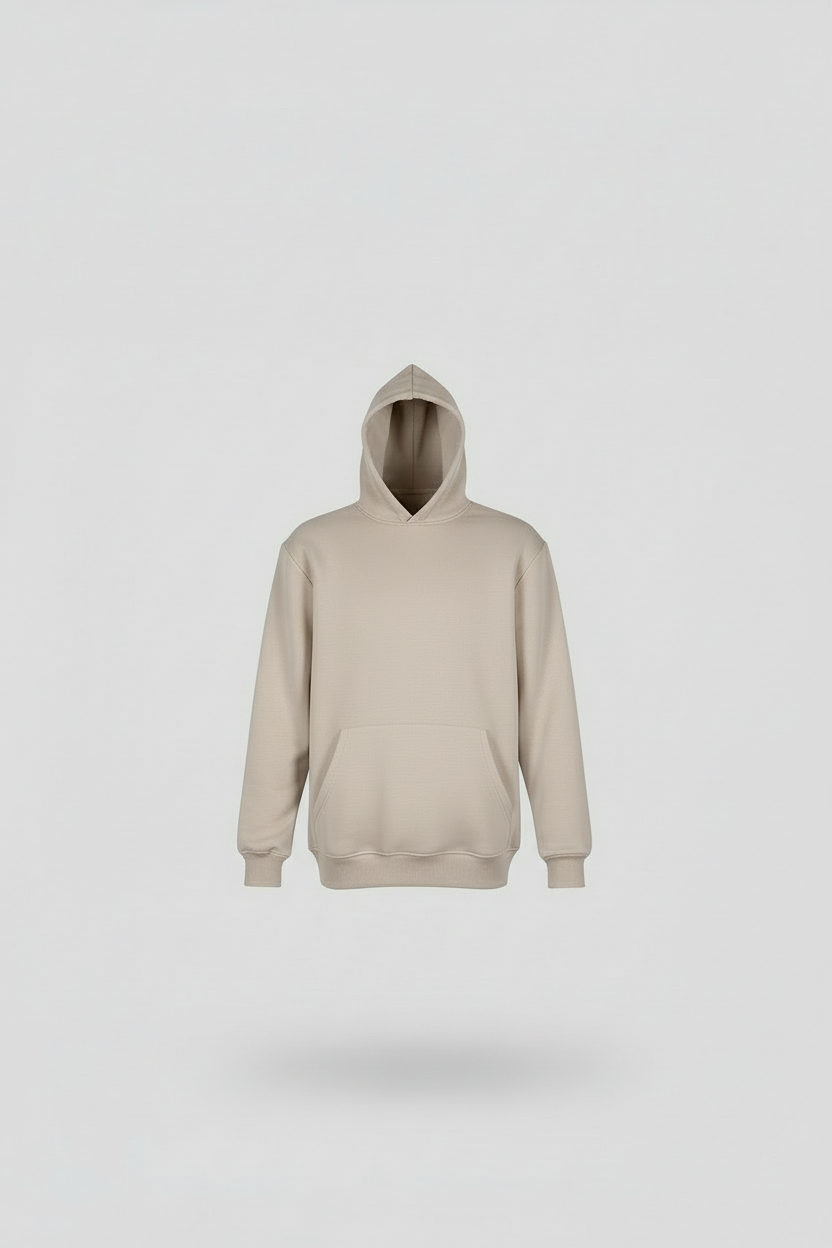 Beige Hoodie komplett glatt