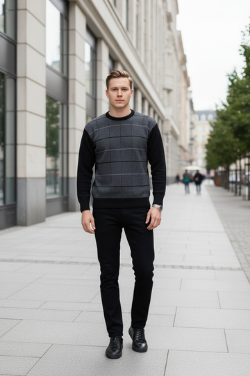 Block Stripe Sweater Wide Shot