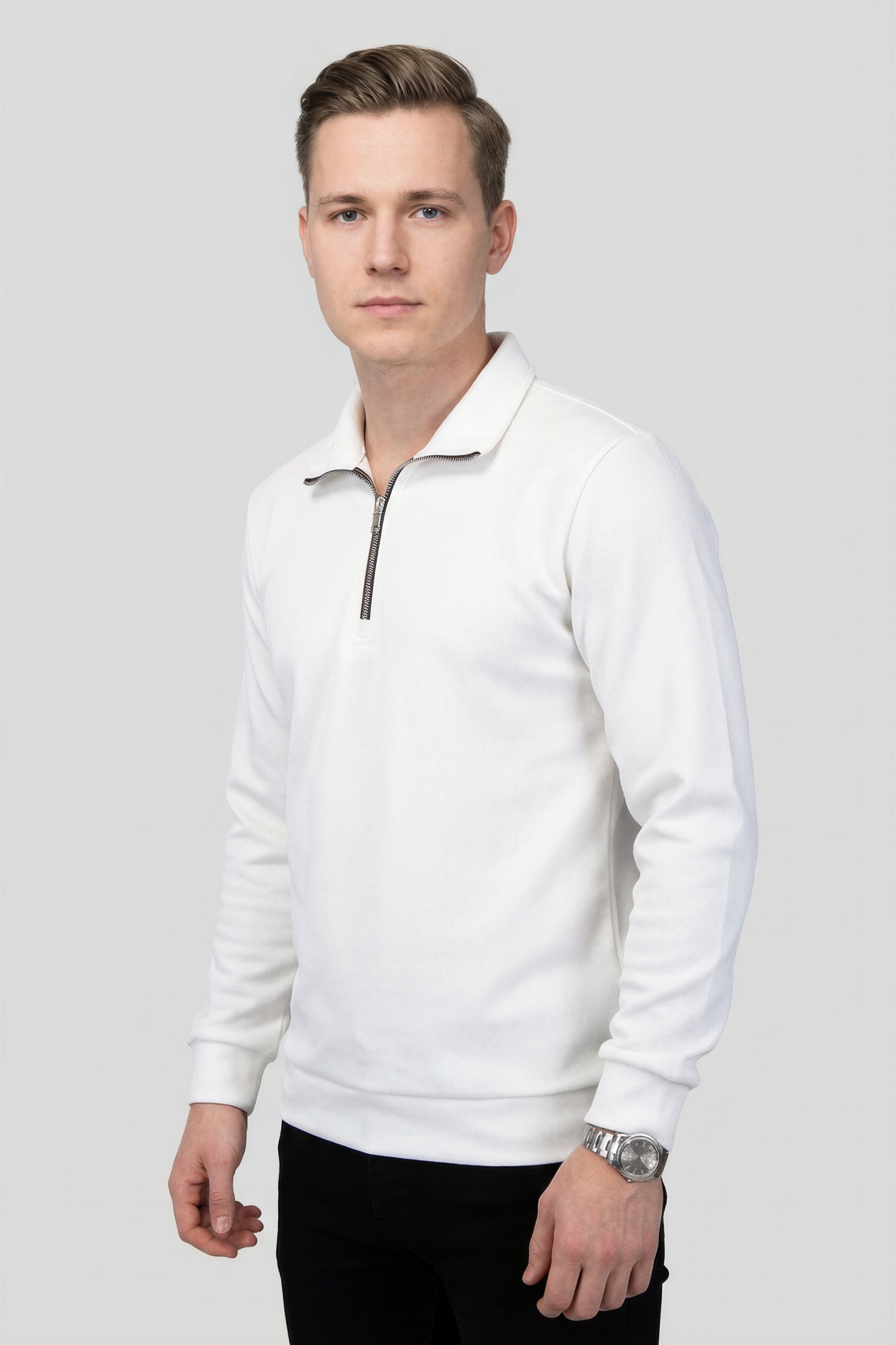 Felsenkind Herren Quarter-Zip Pullover – Langarm Sweatshirt mit Reißverschluss