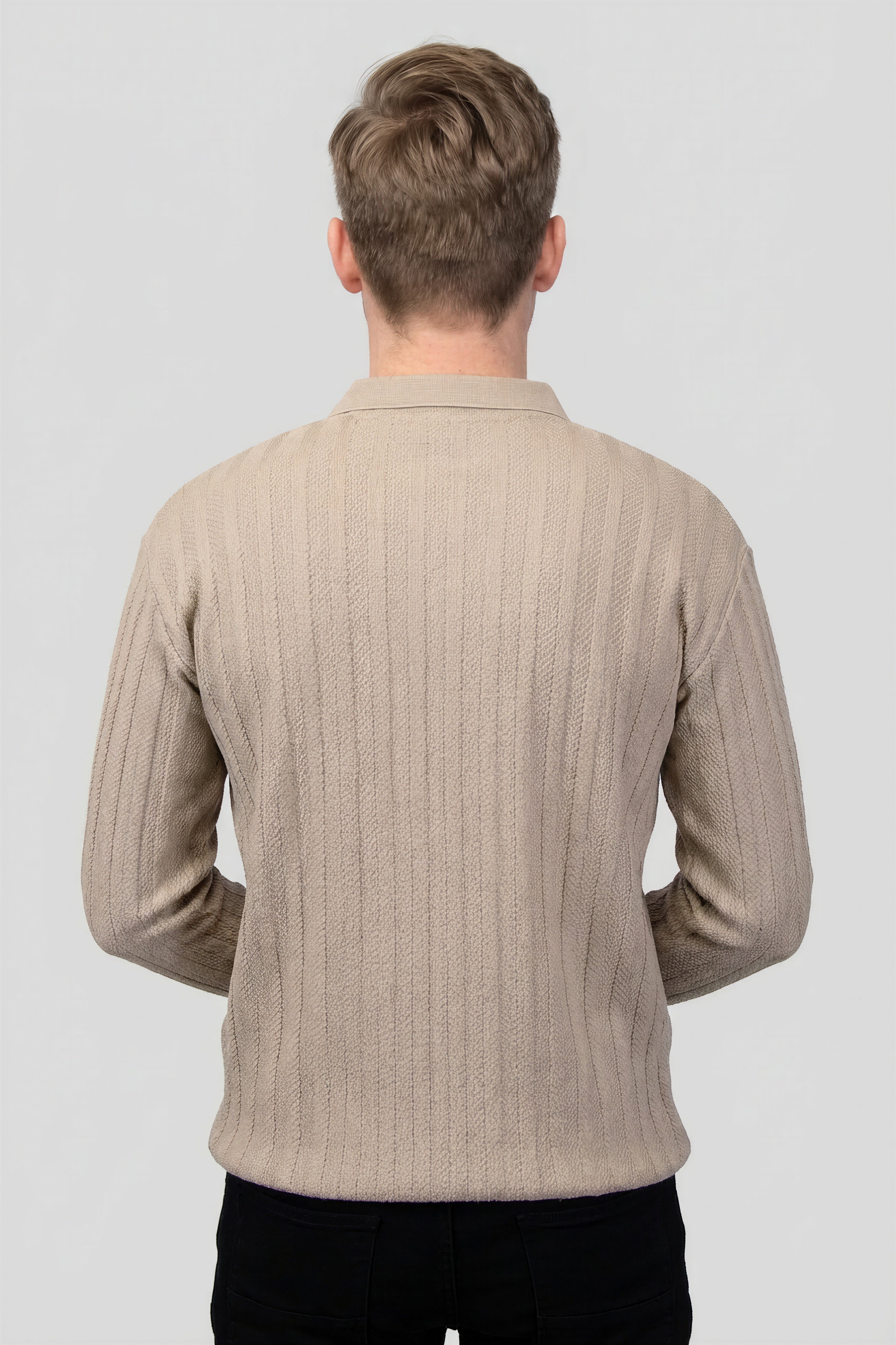 Felsenkind Herren Strick-Poloshirt mit Reißverschluss – Dünnes Feinstrick-Oberteil Sweatshirt