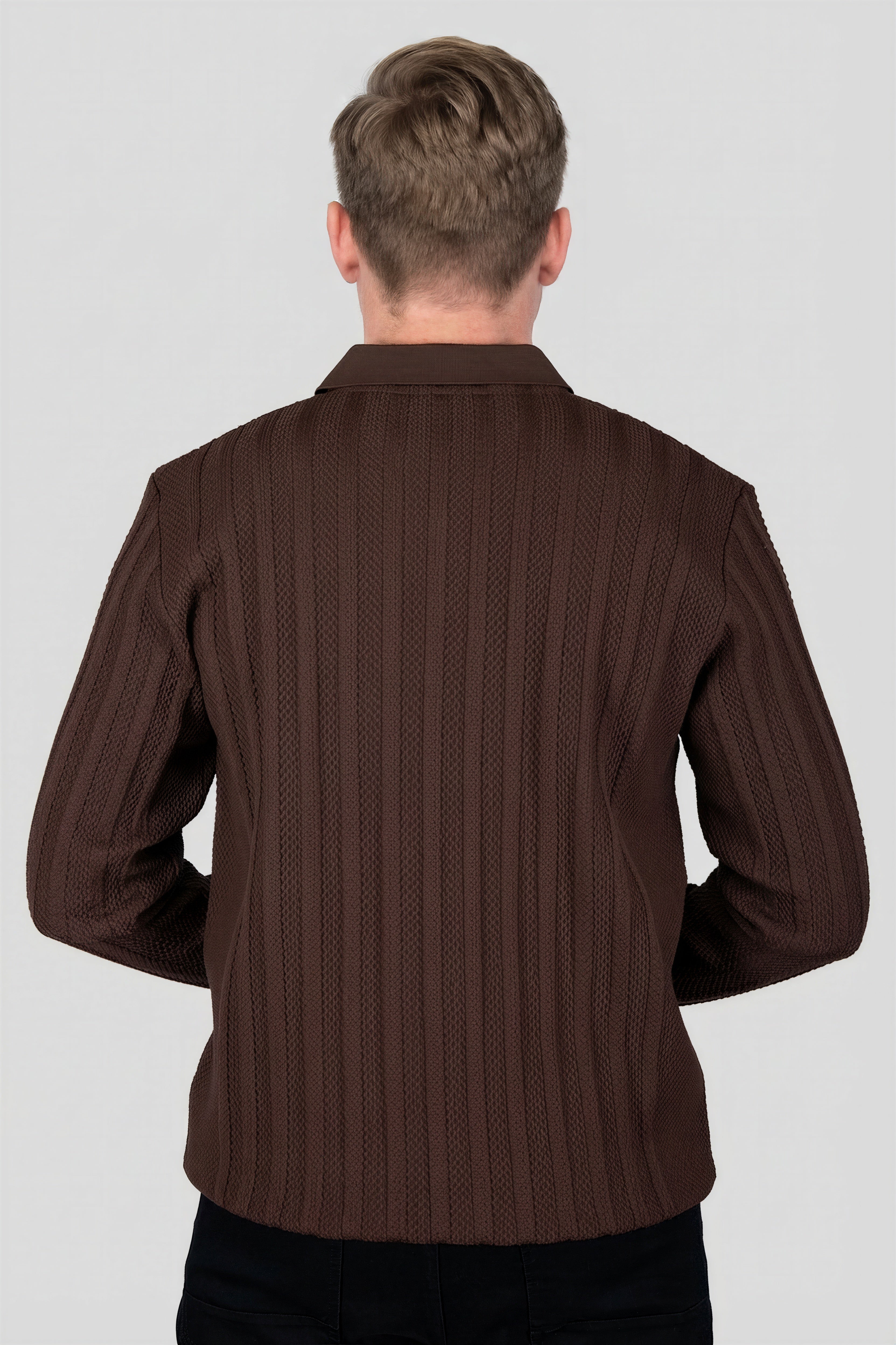 Felsenkind Herren Strick-Poloshirt mit Reißverschluss – Dünnes Feinstrick-Oberteil Sweatshirt