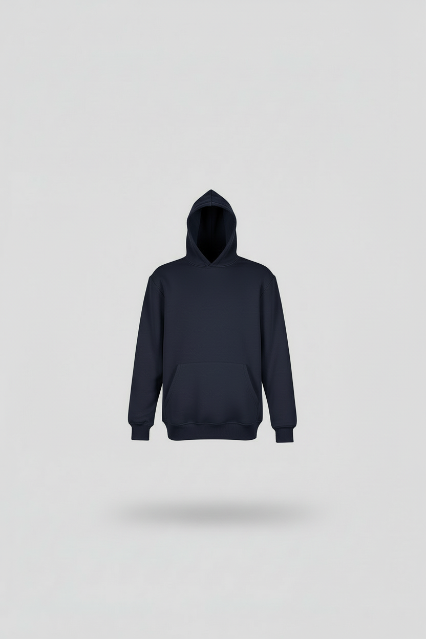 Navy Blau Hoodie komplett glatt
