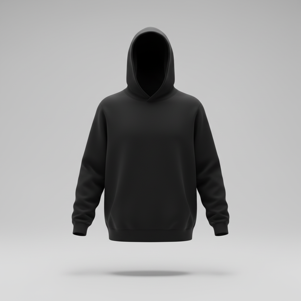 Schwarzer Hoodie komplett glatt